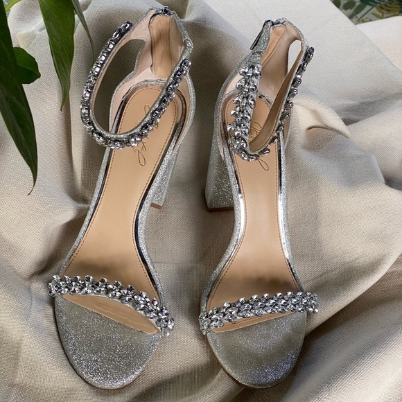 Badgley Mischka Odessa Crystal Adorned Block Heel - Picture 1 of 16